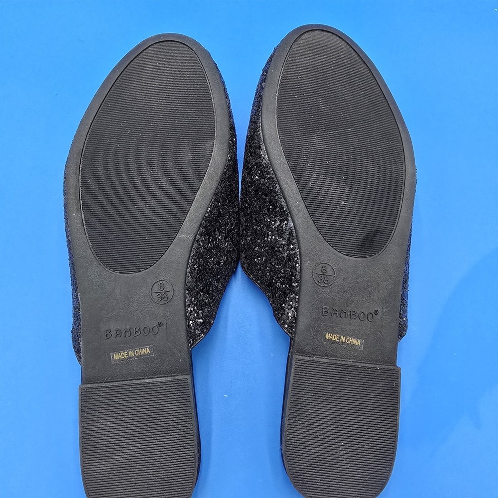 Women's Bamboo Jackpot, Black Glitter Red LIPS  Mules 8M US 38‎ EU New - Picture 7 of 8